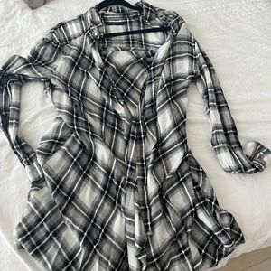 All Saints Plaid Button Down Long Sleeve Dress